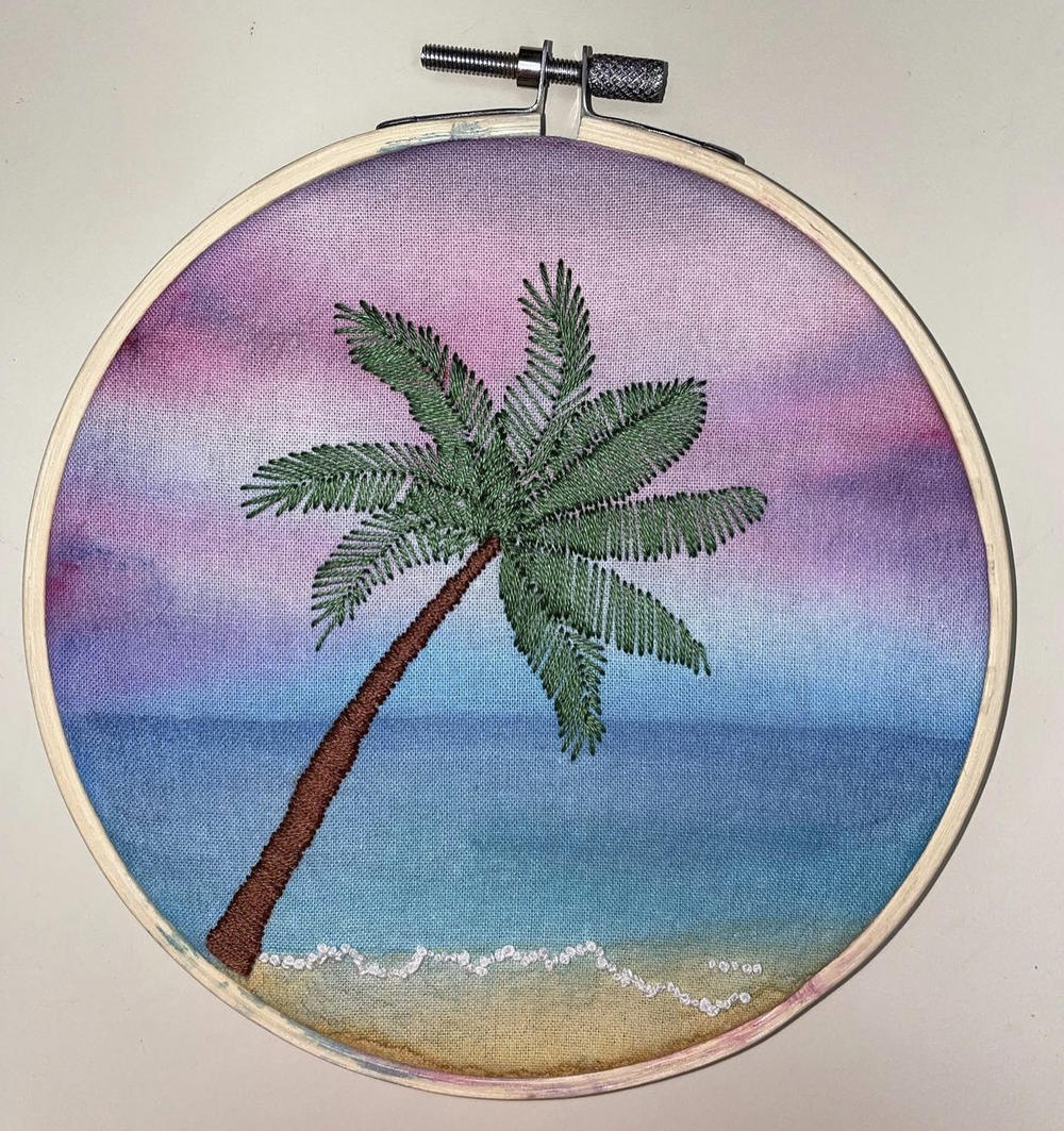 Watercolor and embroidery