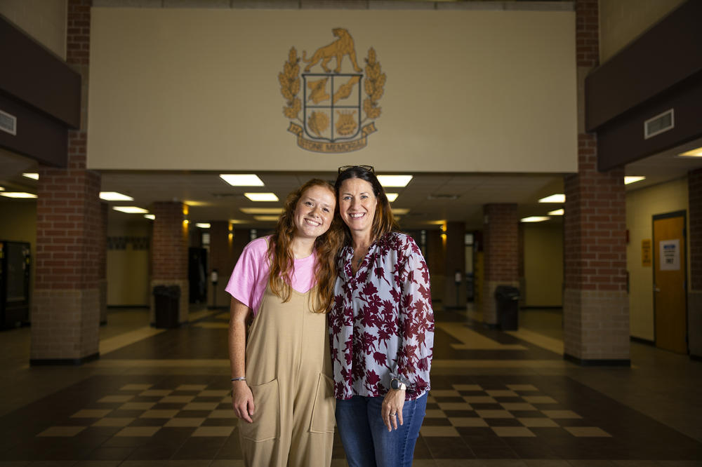 Ellie Beth Strong and her mother, Amy Beth Strong, pose for a photo at Stone Memorial High School.