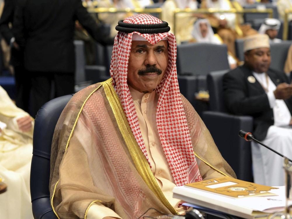 Kuwait's then-Crown Prince Sheik Nawaf Al Ahmad Al Jaber Al Sabah attends the closing session of the 25th Arab Summit in Bayan Palace in Kuwait City, on March 26, 2014. Kuwait's ruling emir has died, state television reported Saturday.