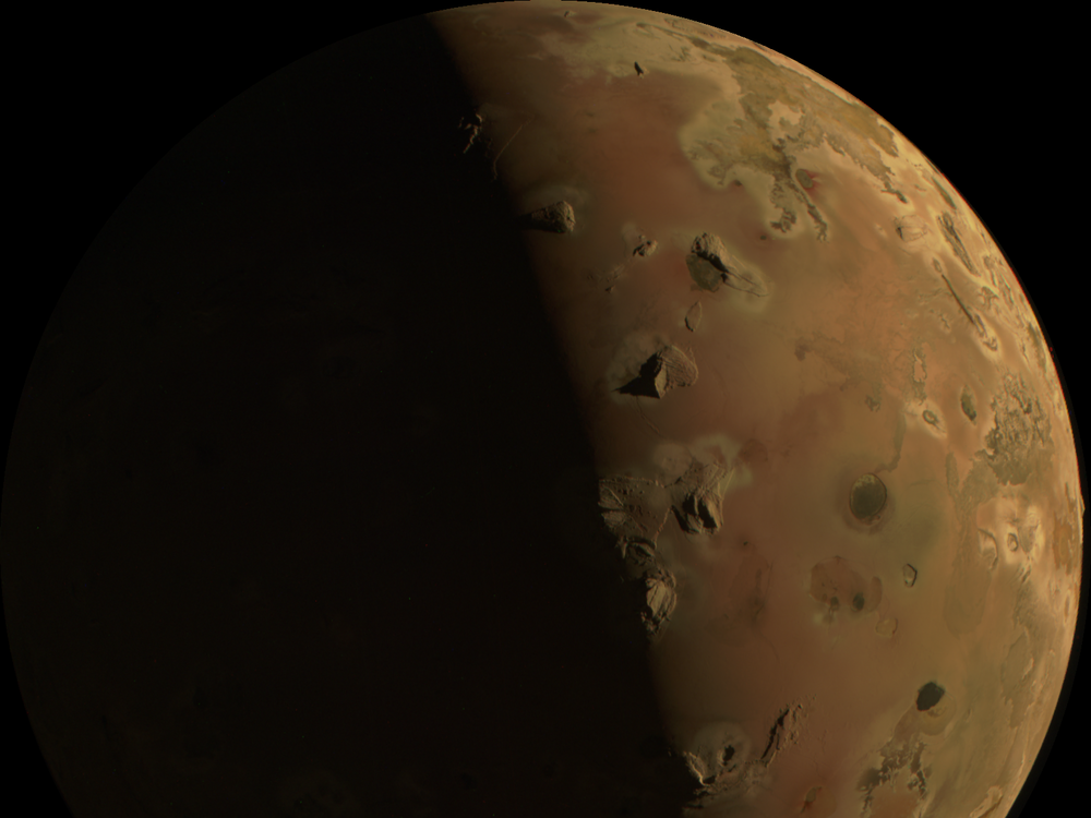 Jupiter's moon, Io, is seen in this image taken by the spacecraft Juno during a flyby on Dec. 30.