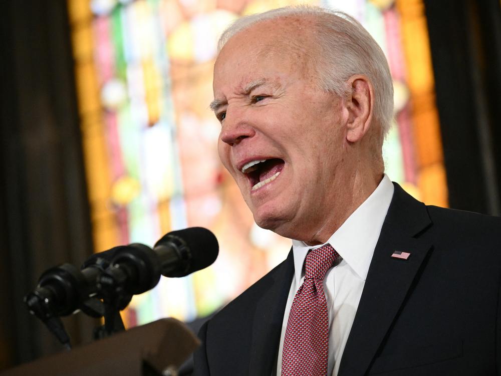 President Biden speaks at a campaign event at Mother Emanuel AME church in Charleston, S.C., on Jan. 8, 2024.