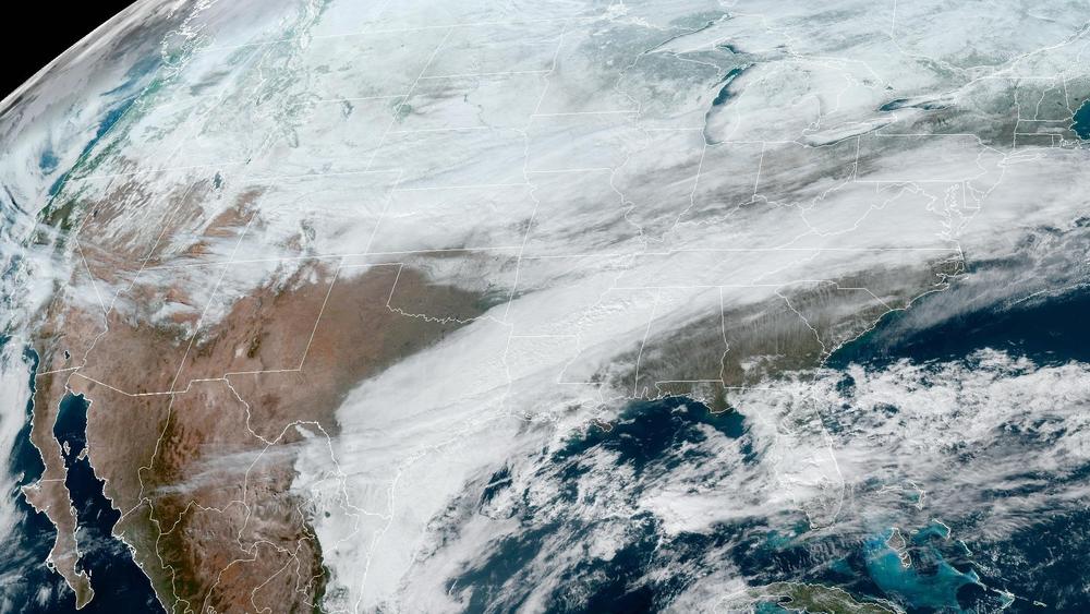 Huge swaths of the U.S. were covered by wintry clouds on Monday, as many parts of the country dealt with snowfall and icy conditions.
