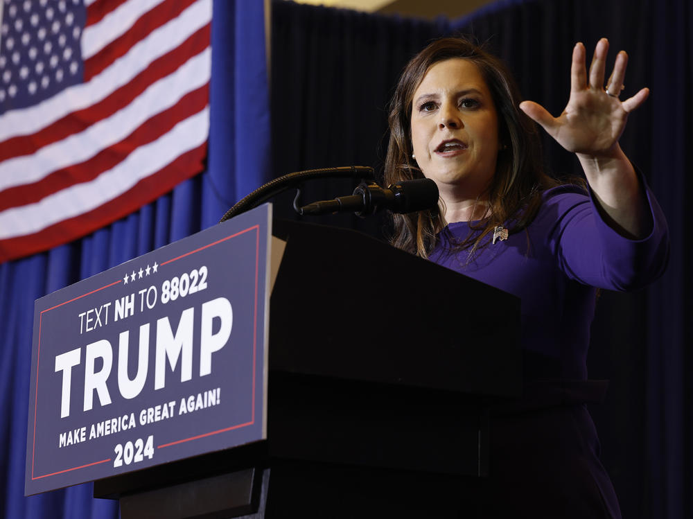 Rep Elise Stefanik, R-N.Y., seen here campaigning for former President Donald Trump in New Hampshire, recently said, 
