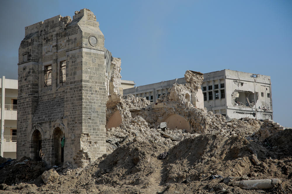 What is left of Pasha's Palace, amid Israel's bombardment of Gaza.