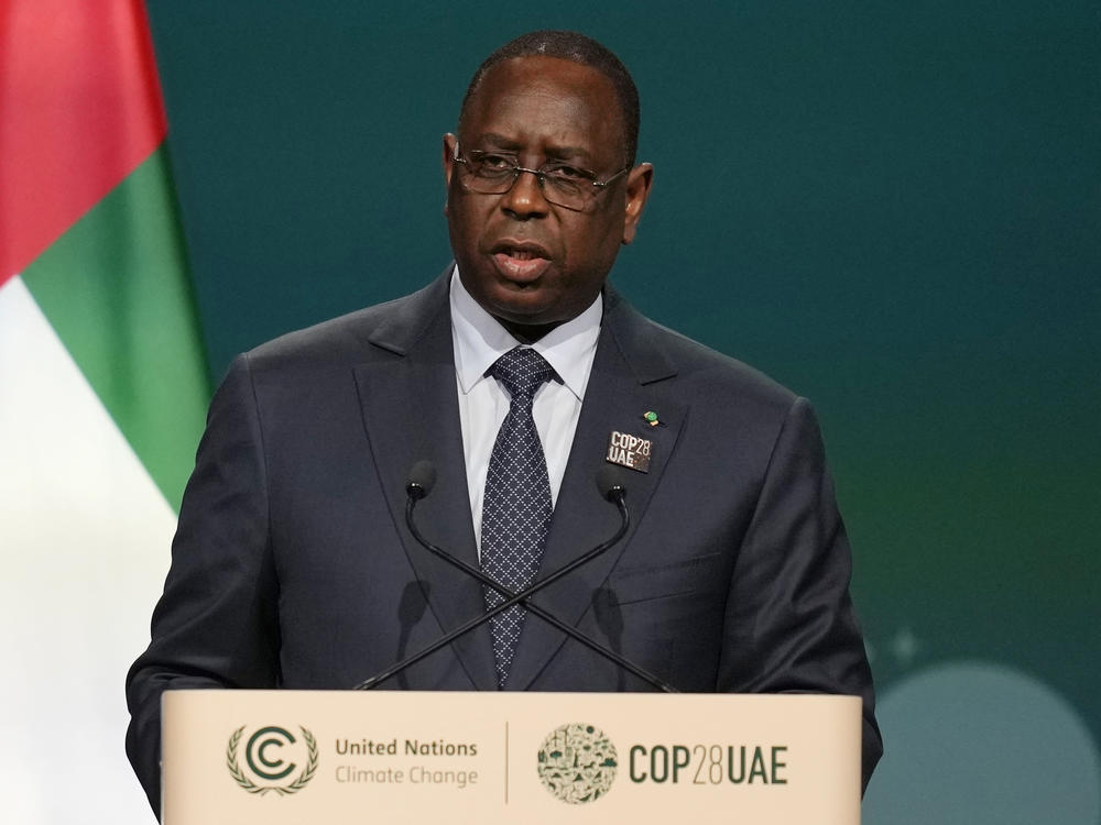 Senegal's President Macky Sall is pictured in December 2023 in Dubai, United Arab Emirates. Sall on Saturday postponed presidential elections scheduled for Feb. 25, citing controversies over the disqualification of some candidates and allegations of corruption in election-related cases.