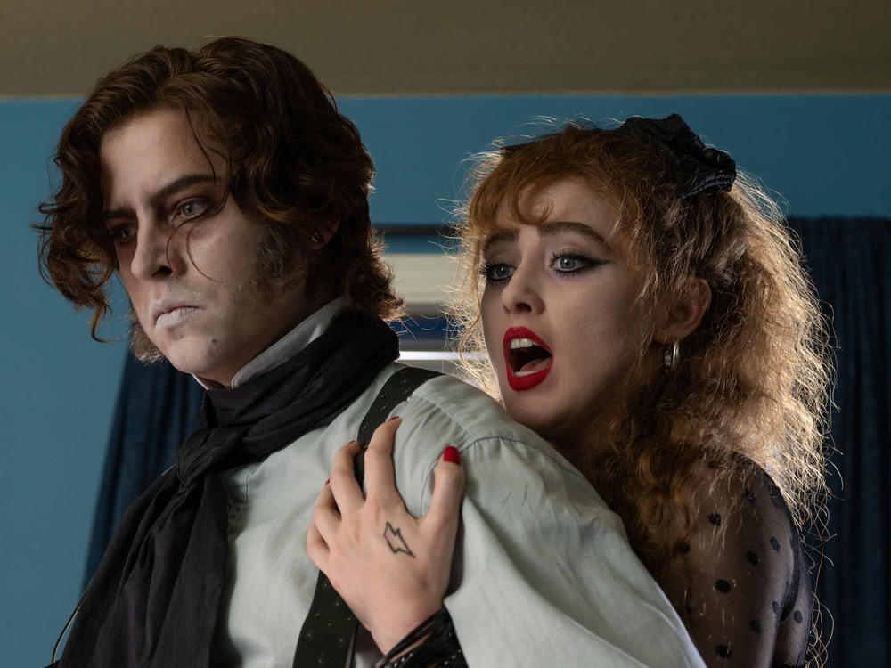 Cole Sprouse and Kathryn Newton in <em>Lisa Frankenstein</em>.