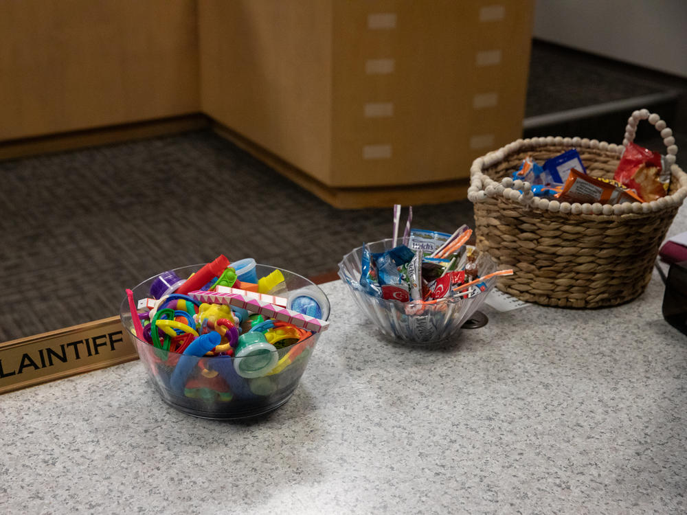 Fidget toys and snacks are provided for young adults attending court proceedings for DAAY court.