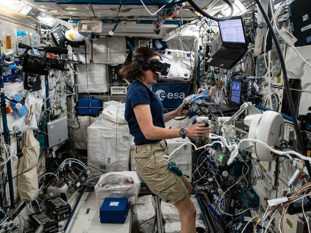 NASA astronaut Megan McArthur doing an experiment on the ISS on May 26, 2021.