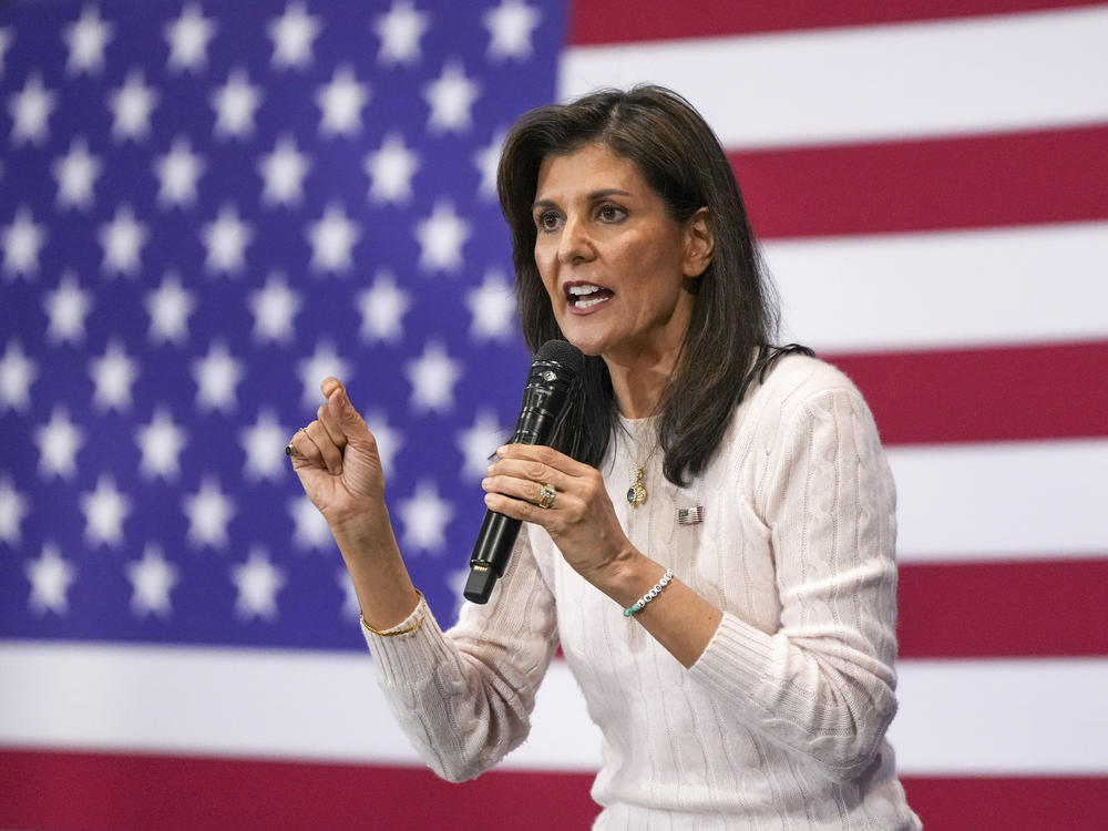 Republican presidential candidate former U.N. Ambassador Nikki Haley speaks at a campaign event on Monday, Feb. 19, 2024, in Greer, S.C.