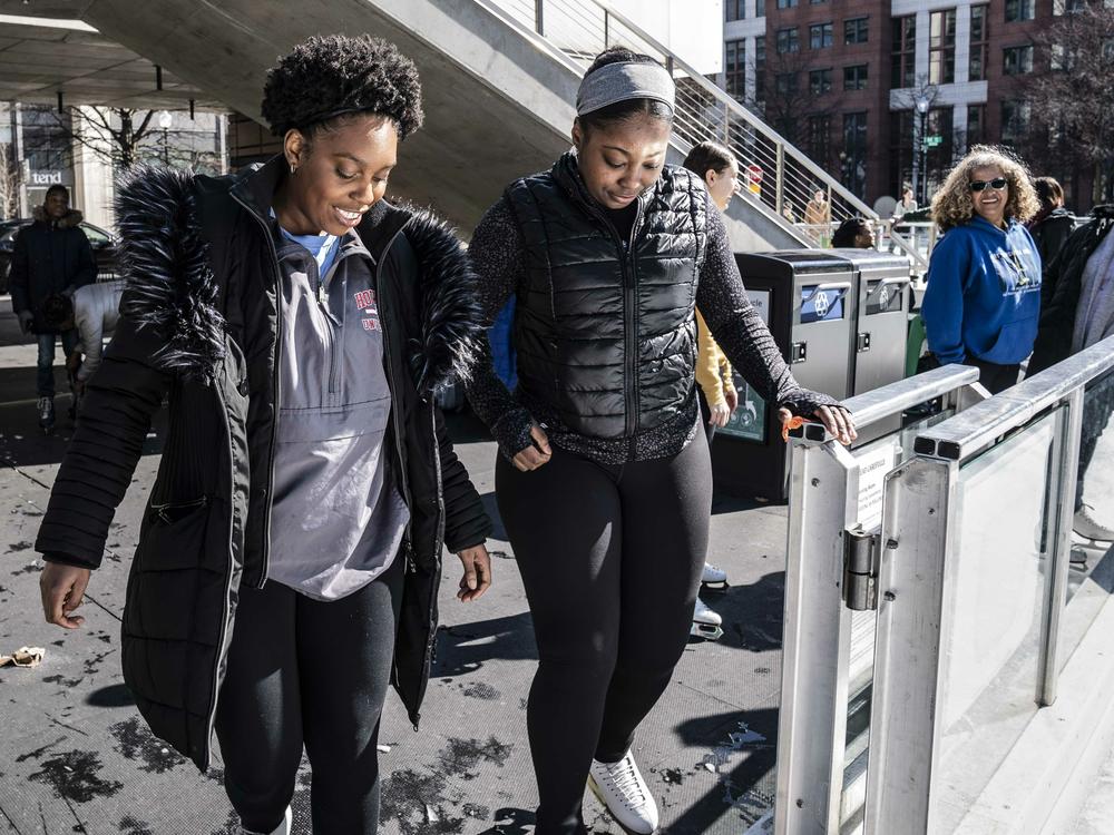 Cheyenne Walker, Co-Founder and Vice President with Maya James, Founder and President of Howard University Ice Skating Organization at Canal Park Ice Rink in Washington, D.C.