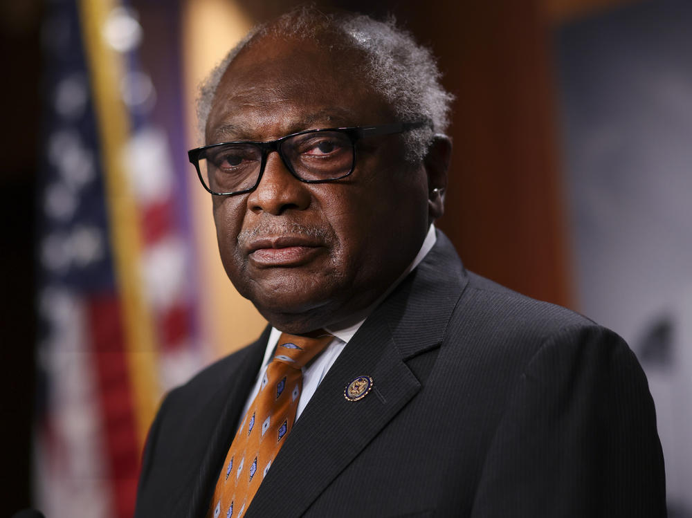 Jim Clyburn (D-S.C.) speaks on Medicare expansion and the reconciliation package during a news conference with fellow lawmakers at the U.S. Capitol on Sept. 23, 202, in Washington, D.C.