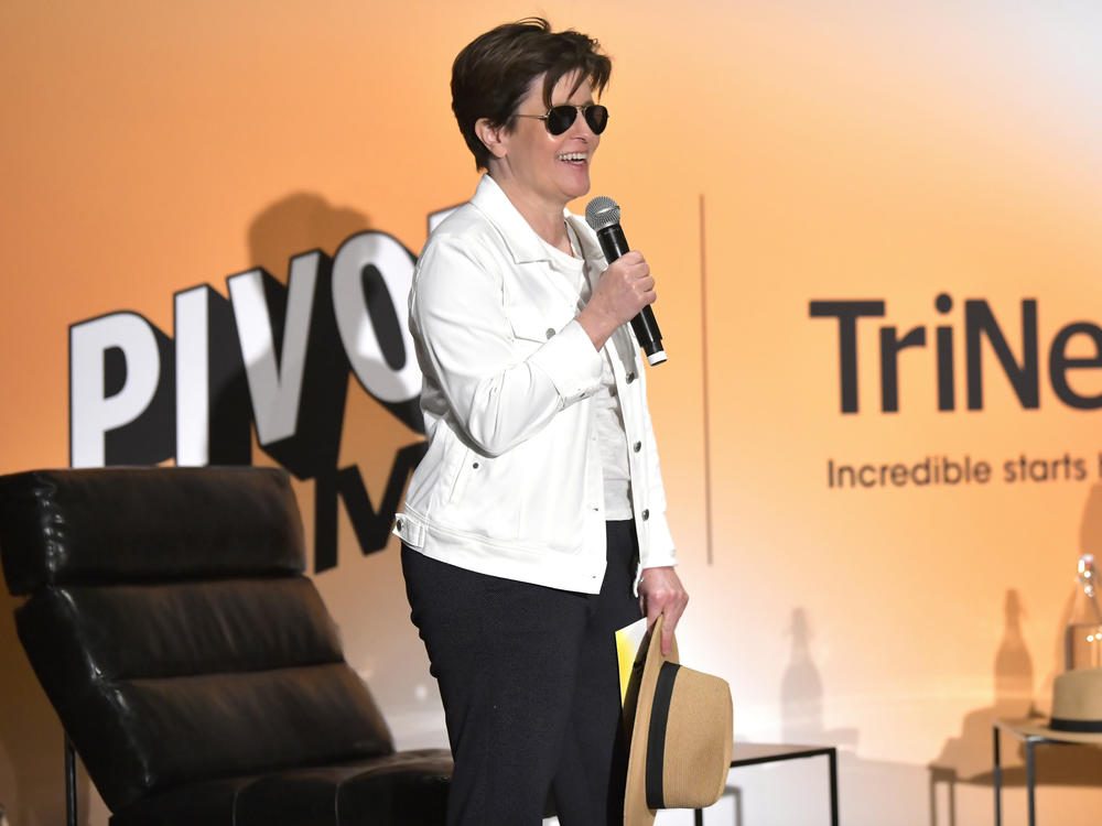 Kara Swisher speaks on the TriNet stage during Pivot MIA at 1 Hotel South Beach on February 15, 2022 in Miami, Florida.