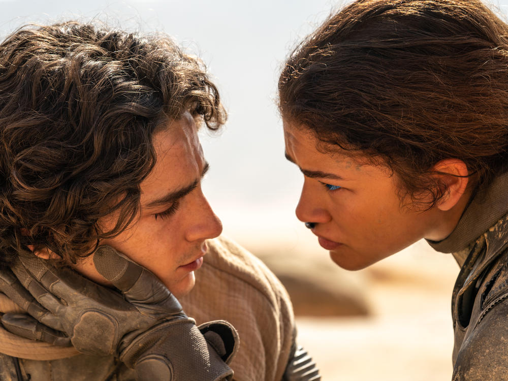 Timothée Chalamet and Zendaya in <em>Dune: Part Two</em>.