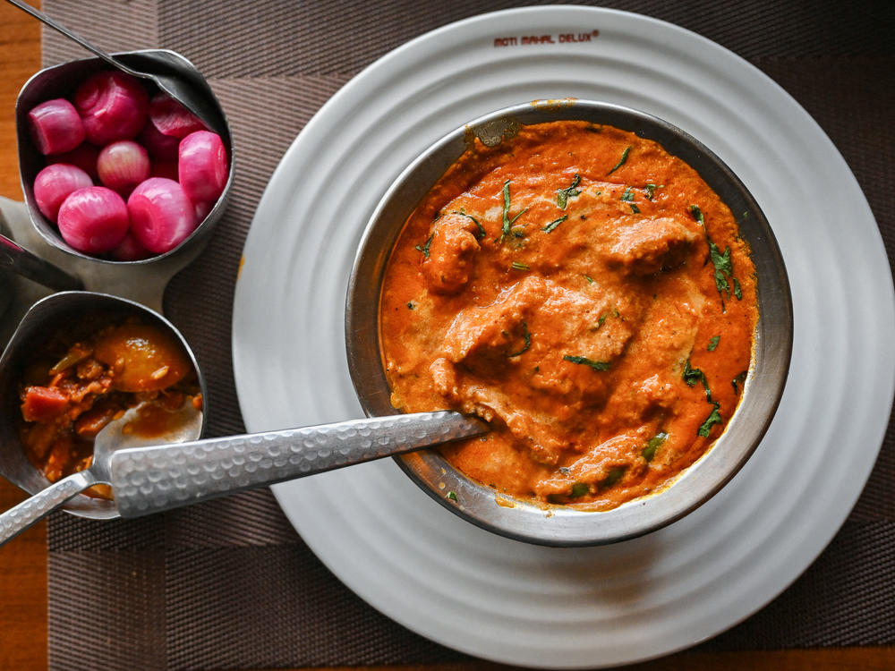 Butter chicken as served at the Moti Mahal restaurant in New Delhi in January 2024. The dish is the subject of a lawsuit over who has bragging rights as the originator.
