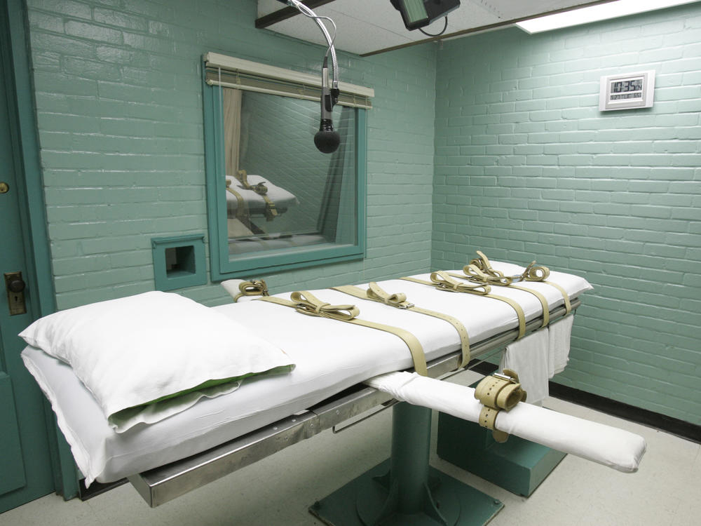 A file photo from 2008 shows a gurney in Huntsville, Texas, where inmates received lethal injections of drugs. Eight people were executed in Texas in 2023. The state policies mention a 