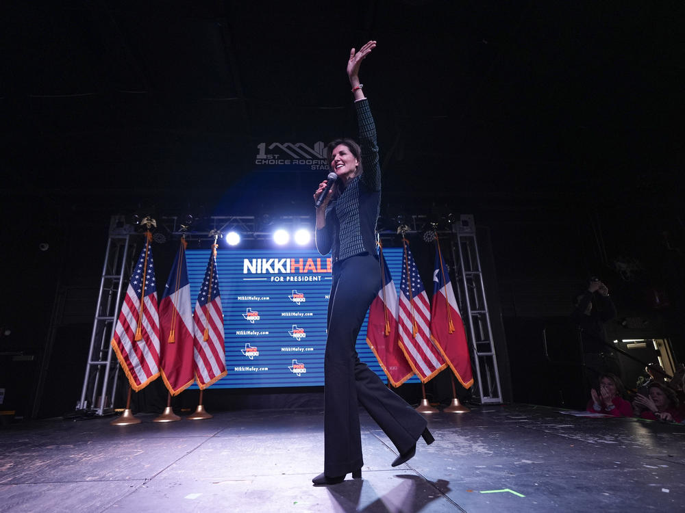 Republican presidential candidate former UN Ambassador Nikki Haley speaks at a campaign event in Spring, Texas, on Monday, March 4.