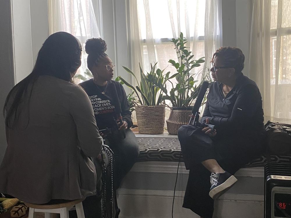 NPR's Michel Martin interviewing filmmaker Kyra Knox about gun violence in Philadelphia on March 26.
