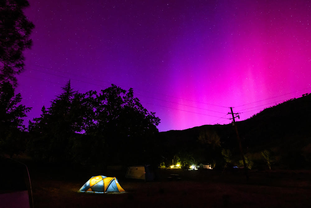 Middletown, California: Northern lights illuminate the night sky over a camper's tent north of San Francisco on May 11, 2024.