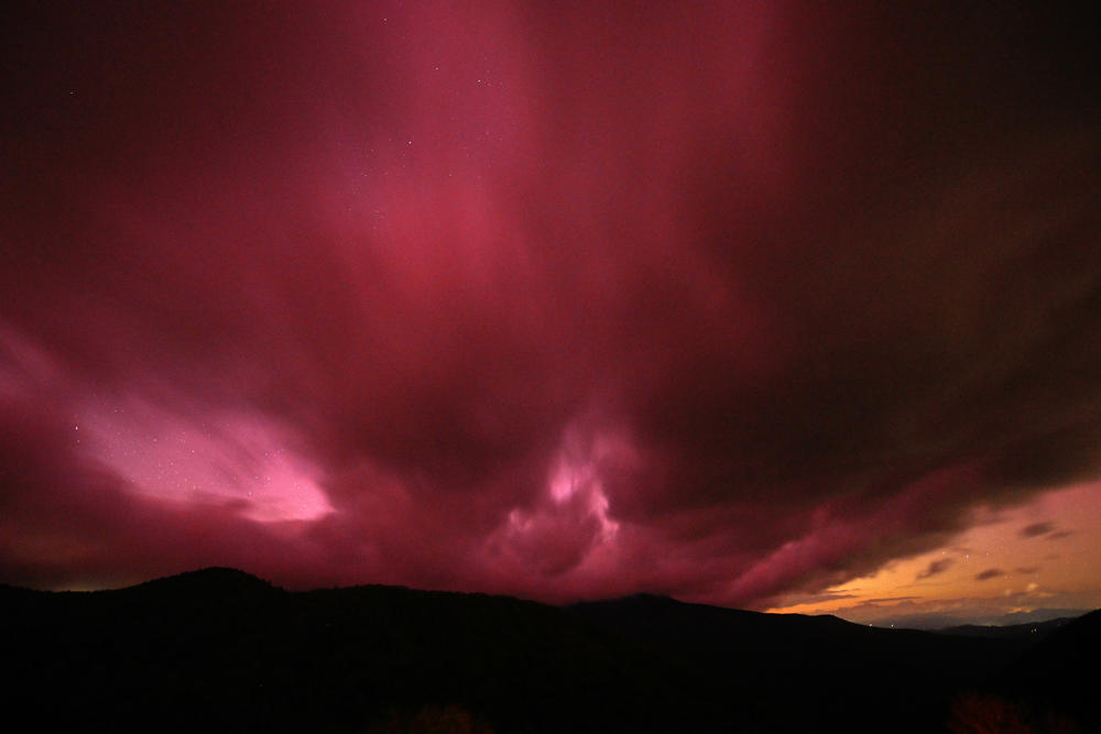 Mount Mitchell, N.C.: Unusual sun activity created a G5 Geostorm on Earth sparks northern lights on May 10, 2024.