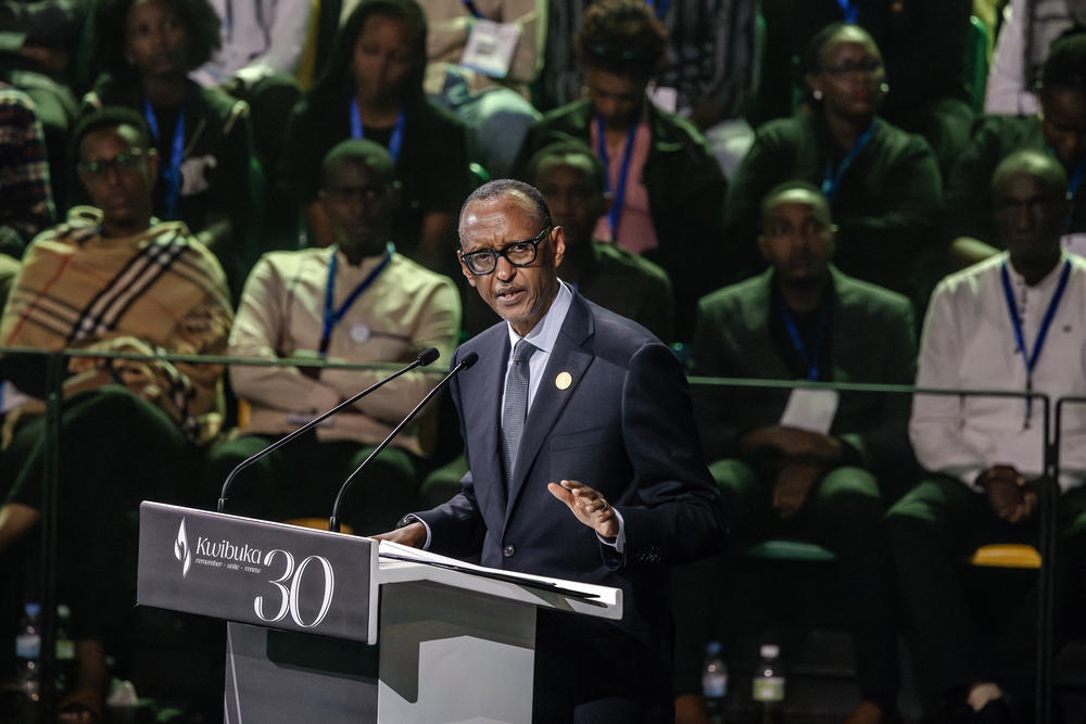 President Paul Kagame delivers his speech during the commemorations of the 30th anniversary of the 1994 Rwandan genocide in April.
