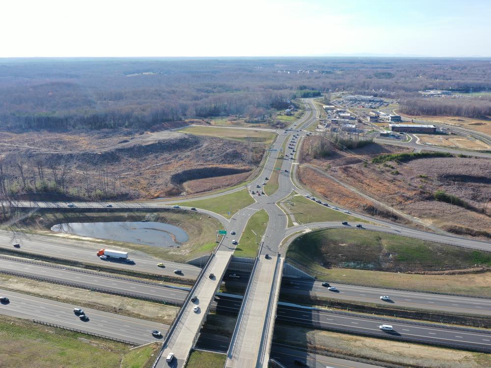 This diamond divergent traffic interchange is in Virginia. The first state to install a diverging diamond interchange was Missouri, <a href=