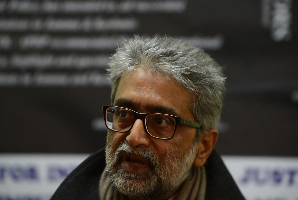Activist Gautam Navlakha speaks about human rights at a news conference in Srinagar, India, on Dec. 6, 2012. Navlakha was arrested in August 2018 and charged with the same terrorism offenses as Swamy. Navlakha was granted bail in May 2024.