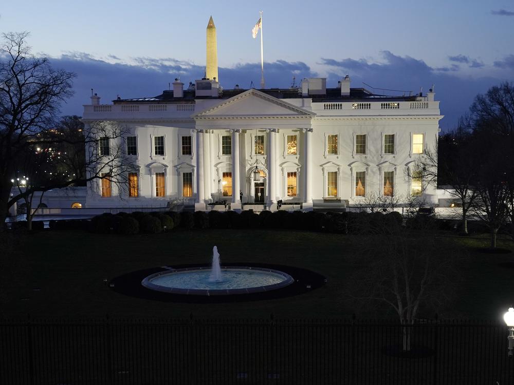 The White House is seen in the early morning before Inauguration Day ceremonies on Jan. 20, 2021.