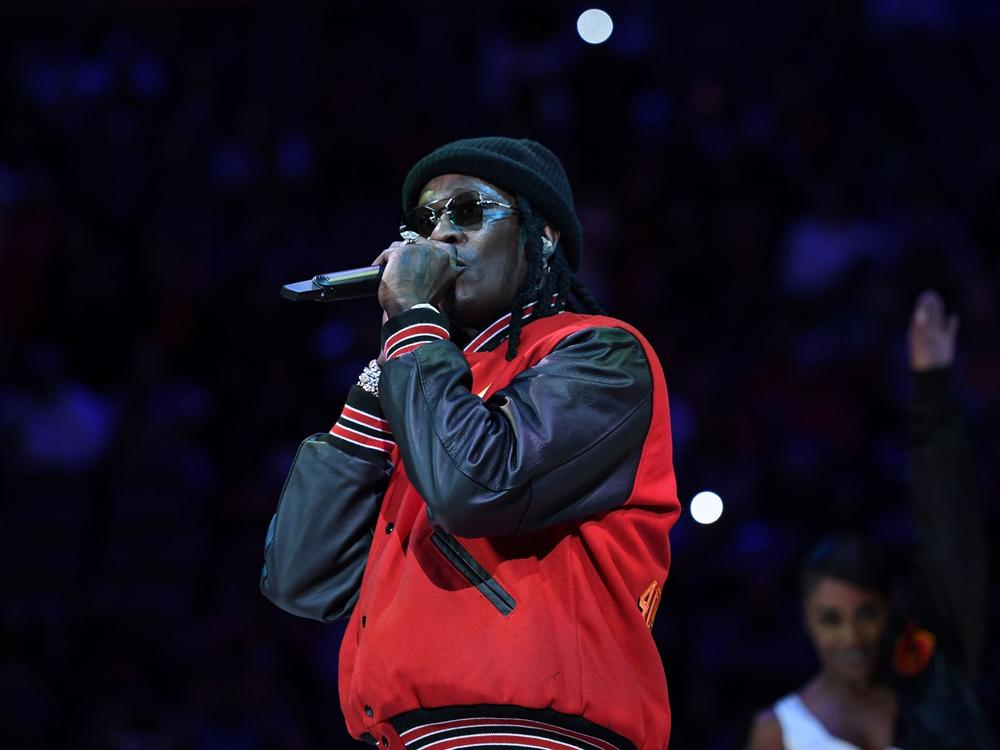 Young Thug performs at half time at the game between the Atlanta Hawks and the Boston Celtics on November 17, 2021 at State Farm Arena in Atlanta, Georgia.