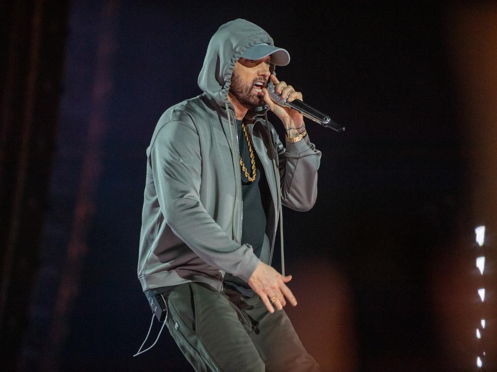 Eminem performs at the event 