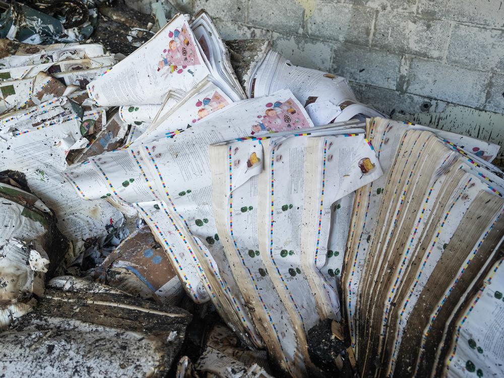 The Russian missile attack in May on Factor Druk printing house, in Kharkiv, Ukraine, caused casualties, tore through the roof and left books and machinery charred.