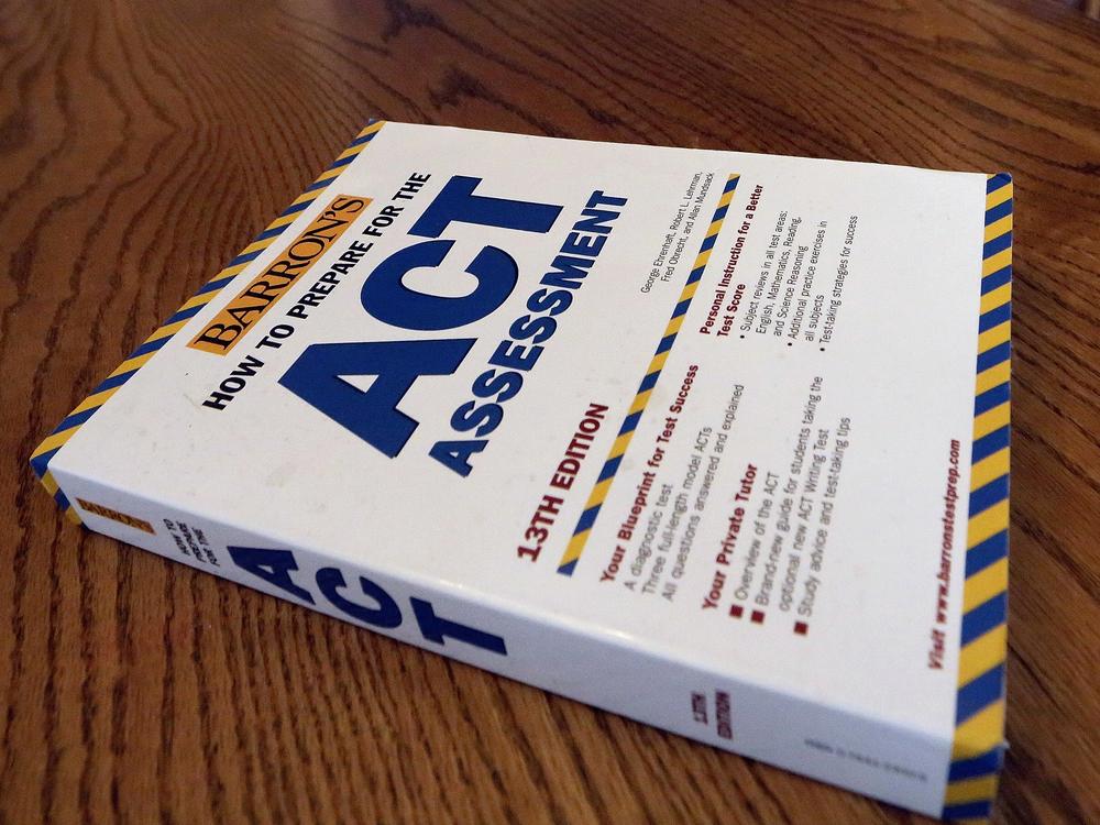 An ACT Assessment preparation book is seen in 2014 in Springfield, Ill. 
