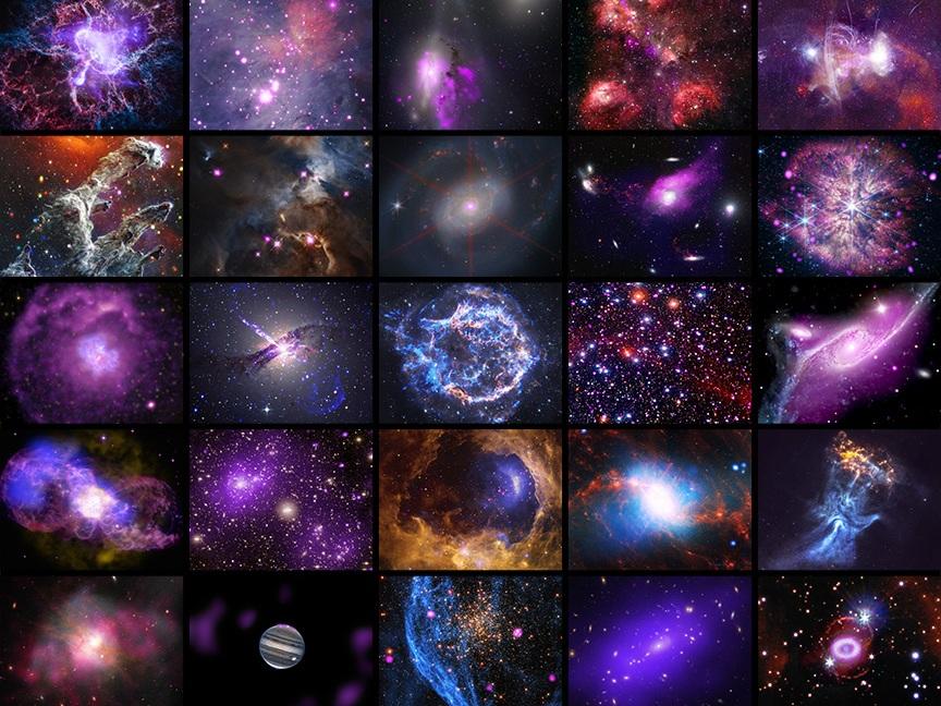 To celebrate the 25th anniversary of the launch of the Chandra X-ray Observatory, the mission released 25 views of cosmic objects ranging from supernova remnants to galaxy clusters and more.