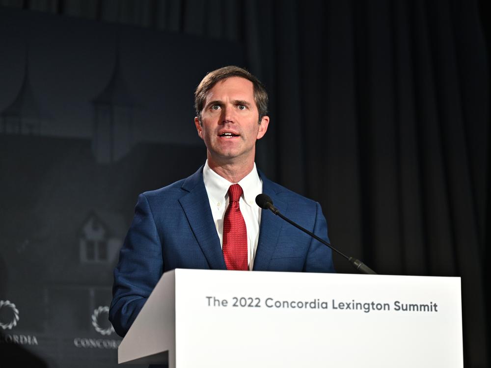 Andy Beshear, Governor of Kentucky, Commonwealth of Kentucky, speaks onstage during the 2022 Concordia Lexington Summit - Day 2 at Lexington Marriott City Center on April 8, 2022 in Lexington, Kentucky.