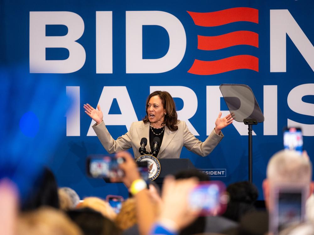 Vice President Kamala Harris at the campaign rally at Westover High School in Fayetteville, N.C. last week. She was introduced at the event by N.C. Governor Roy Cooper, who has been floated as a potential running mate for Harris.