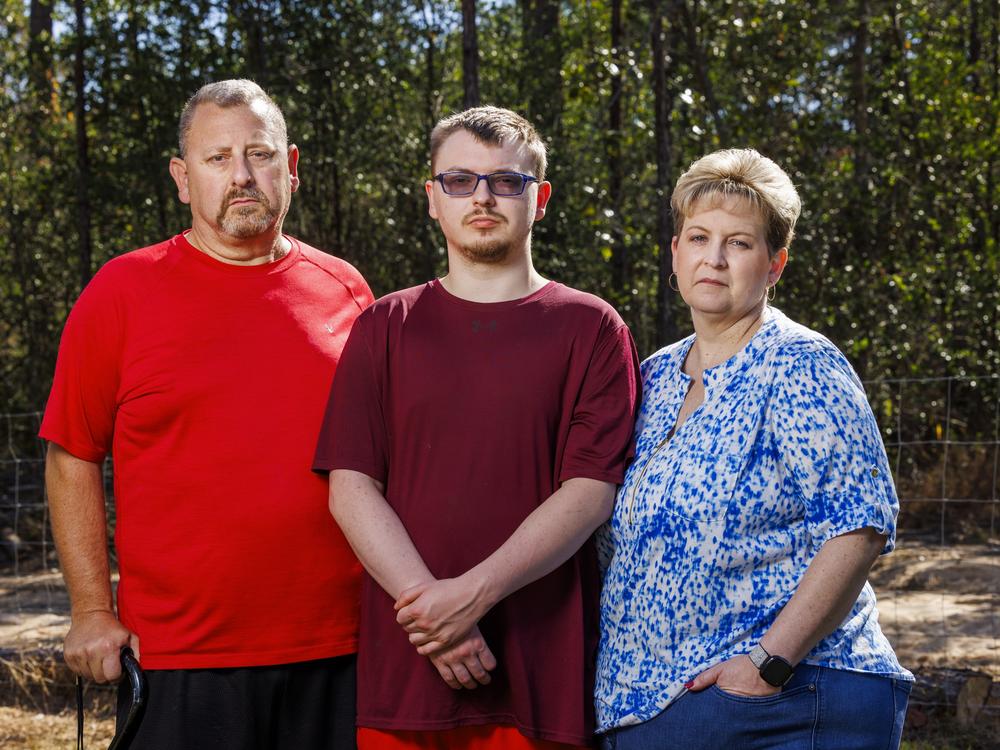 Bryan and Aubrey Fryday and their son Hayden (center), age 20. In 2016, Hayden’s older brother Nathan, 22, was killed when the walls of a trench collapsed on him while he was working construction in Lockhart, Texas. 