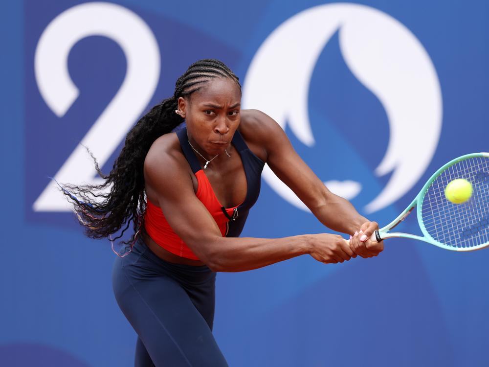 Tennis player Coco Gauff, seen here training ahead of the Paris Olympic Games, will join LeBron James in carrying the U.S. flag during the opening ceremony.
