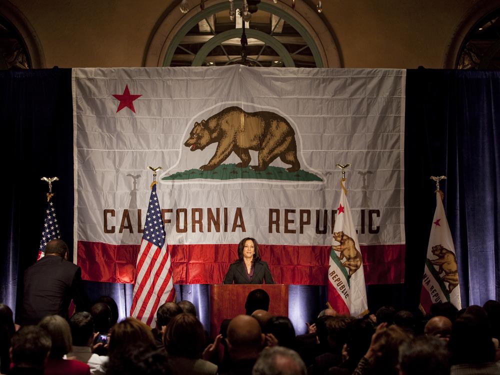 California Attorney General-elect Kamala Harris holds a press conference top discuss the hard fought Attorney General race. The vote tally took over a month to decide the outcome, with each side leading at various times. Harris finally won with approximately 50 thousand vote lead.