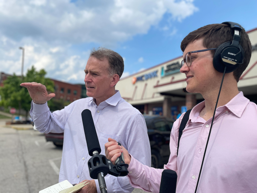 NPR’s Steve Inskeep and Taylor Haney speak to voters in Middle Hill, a historically Black neighborhood in Pittsburgh, July 24, 2024.