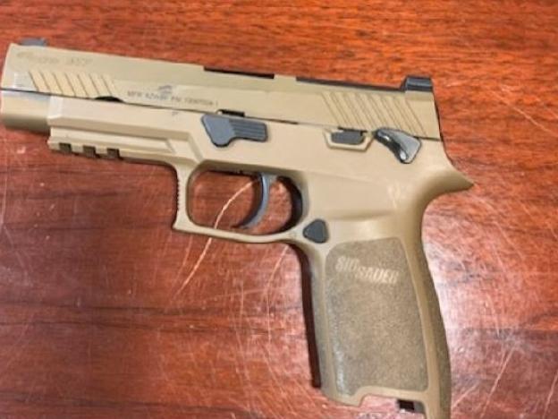 On Feb. 8, 2023, an Army sergeant was wounded when his holster collided with another soldier's holster, causing his Sig Sauer-made pistol—pictured here—to fire, allegedly without a trigger pull.