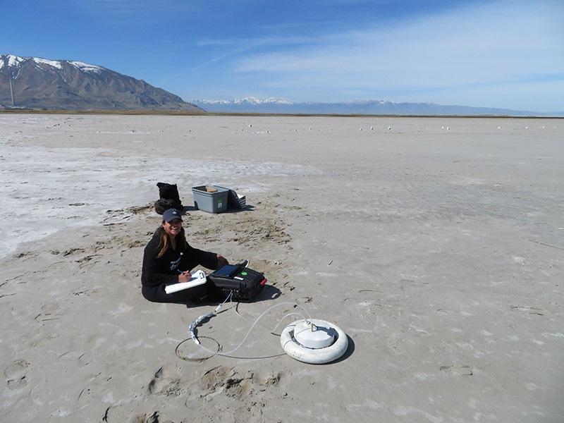 Researchers involved in the Royal Ontario Museum study complete fieldwork gas sampling at Great Salt Lake, Utah.