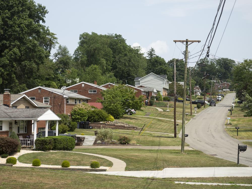 A neighborhood street in Moon Township on July 24, 2024, where NPR journalists talked to several residents about their views on the election.