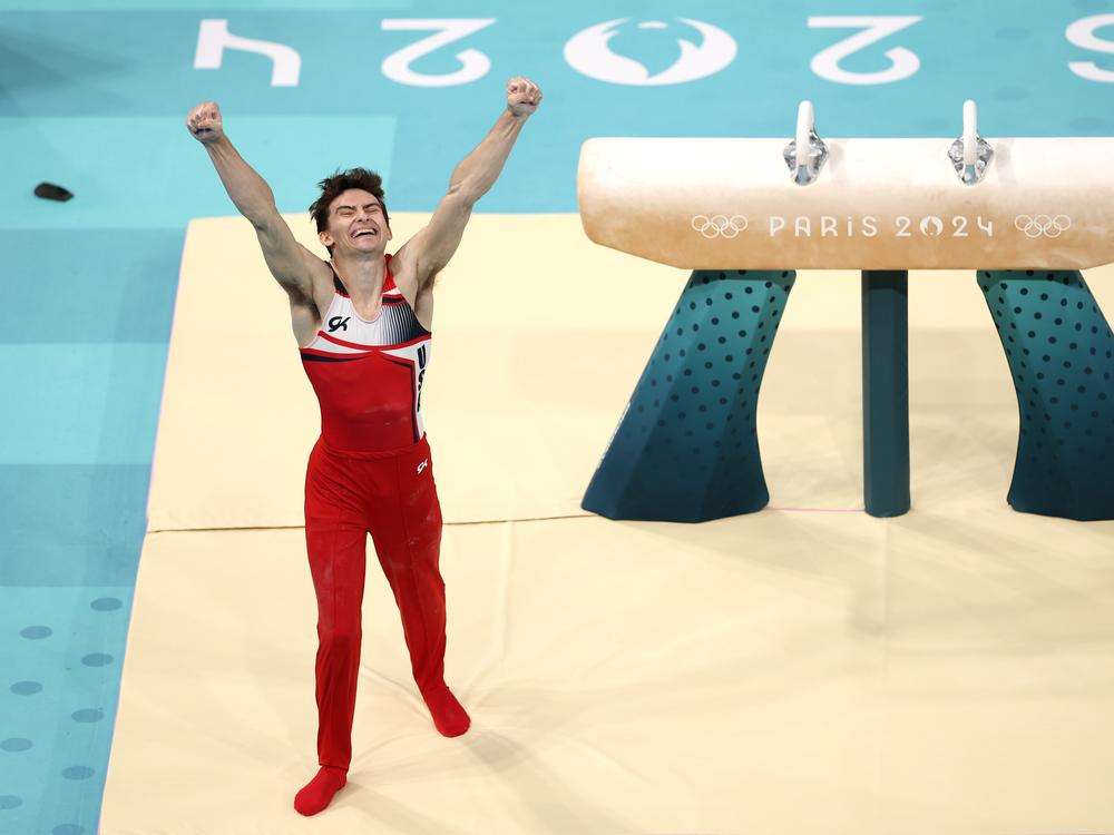 The U.S. gymnast Stephen Nedoroscik won the bronze medal in Saturday's pommel horse final at the Olympic Games in Paris. 