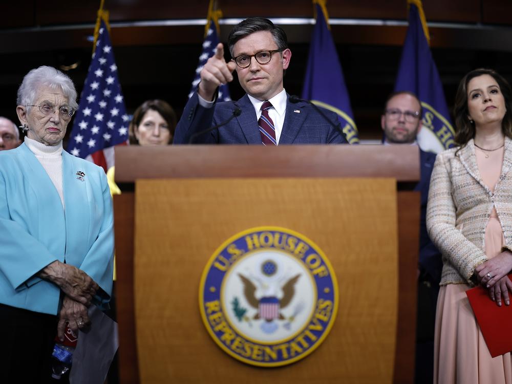 Speaker of the House Mike Johnson led a news conference with Republican committee chairs, including House Education and the Workforce Committee Chair Virginia Foxx, on April 30 to decry reports of antisemitism happening at university protests across the country.