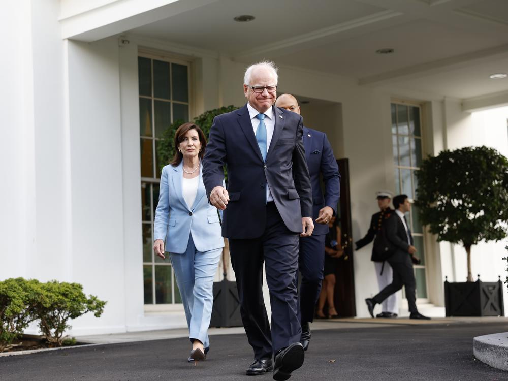 Gov. Tim Walz of Minnesota departs the White House with fellow Democratic governors on July 3.