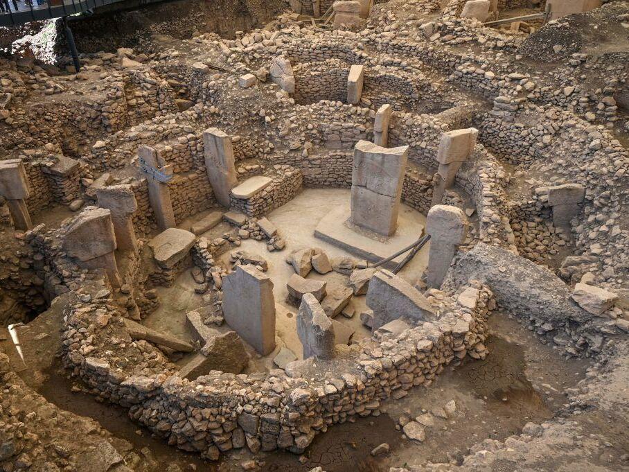 Pillars at the archaeological site of Gobekli Tepe in Sanliurfa, Turkey, are seen in May 2022. Located on a rocky hill in southeastern Turkey, overlooking the plateau of ancient Mesopotamia, Gobekli Tepe, is the world's first known sanctuary and may have housed the world's oldest solar calendar.