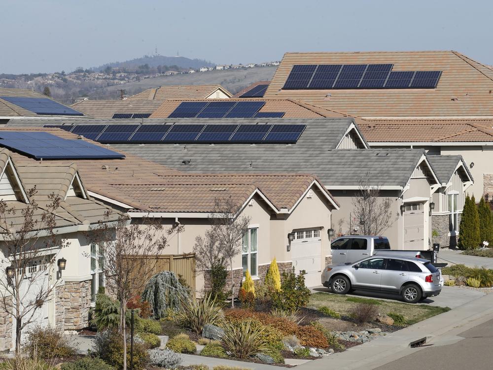 Rooftop solar panels installed on homes in Folsom, Calif. in 2020. This segment of the solar industry has grown more than 5,000% in just the last 15 years, according to the Solar Energy Industries Association.