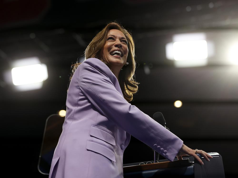 Vice President Harris speaks during a campaign rally on Aug. 10, 2024 in Las Vegas.