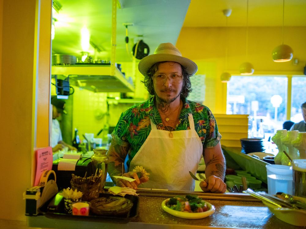 David Murphy, chef and co-owner of Shuggie's Trash Pie in San Francisco, a restaurant that focuses on imperfect and up-cycled ingredients, previously worked in high-end restaurants. “We always demanded the best. The most perfect little Brussels sprout,” he says.