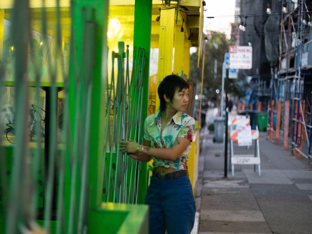 Shuggie's co-owner Kayla Abe gets ready for closing time. Before co-founding Shuggie's with partner David Murphy in 2022, Kayla Abe worked for the organization that runs the farmers market at San Francisco’s Ferry Building. “The more we can grow this movement, we can actually start to make bigger change,” she says of advocating for food waste reduction as a restaurateur.