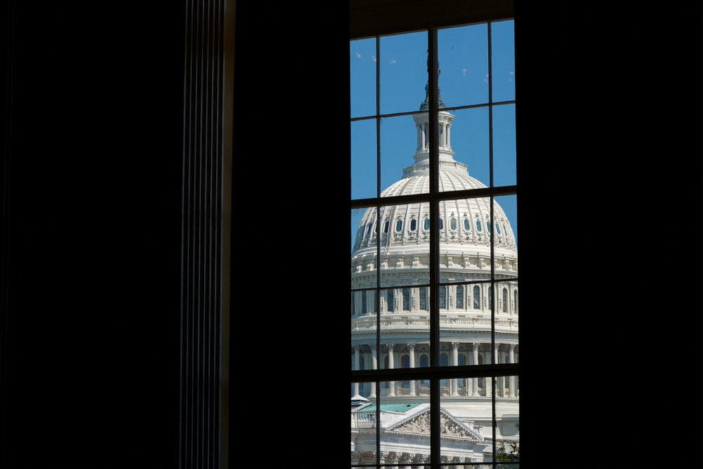 A view shows the U.S. Capitol dome from the Cannon House Office Building on Capitol Hill in Washington, U.S., July 14, 2022. REUTERS/Elizabeth Frantz